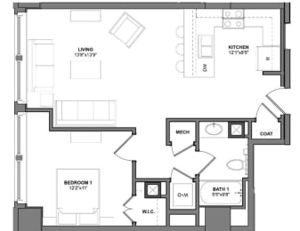 1 bed, 1 bath, 754 sqft, $891