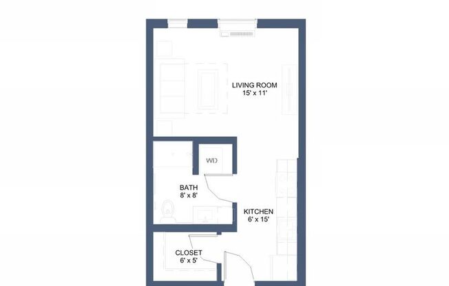Studio, 1 bath, 408 sqft, $1,099, Unit 204