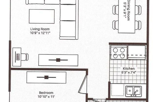 1 bed, 1 bath, 450 sqft, $682