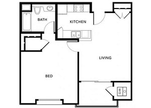 1 bed, 1 bath, 726 sqft, $2,498