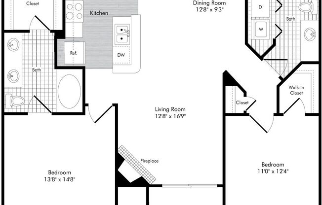 2 beds, 2 baths, 1,116 sqft, $2,010