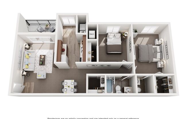 2 beds, 1.5 baths, 1,101 sqft, $1,325, Unit 117B