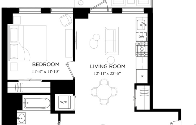 1 bed, 1 bath, 676 sqft, $3,900, Unit 6R
