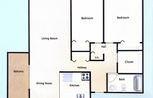 2 beds, 1 bath, 1,097 sqft, $1,015
