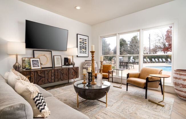 Living room at Elme Marietta Apartments, Marietta, GA