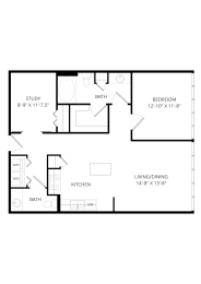 1 bed, 2 baths, 908 sqft, $1,560