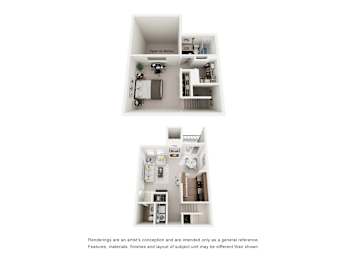 1 bed, 1.5 baths, 812 sqft, $1,265