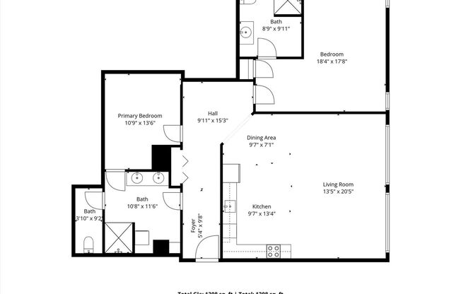 2 beds, 2 baths, 1,308 sqft, $1,650, Unit 34