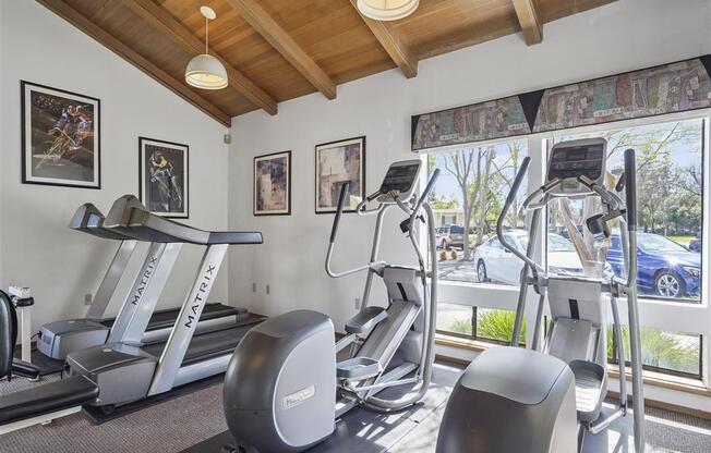 Ellipticals at fitness center at Parkside Apartments, Davis, California, 95616