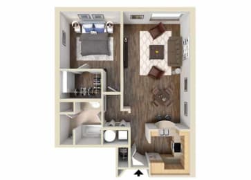 1 Bed 1 Bath Arlington Floor Plan at Carisbrooke at Manchester, New Hampshire