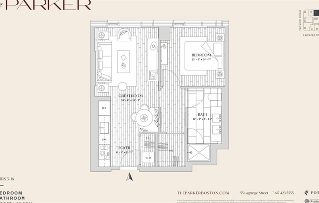 1 bed, 1 bath, 601 sqft, $4,000, Unit 709