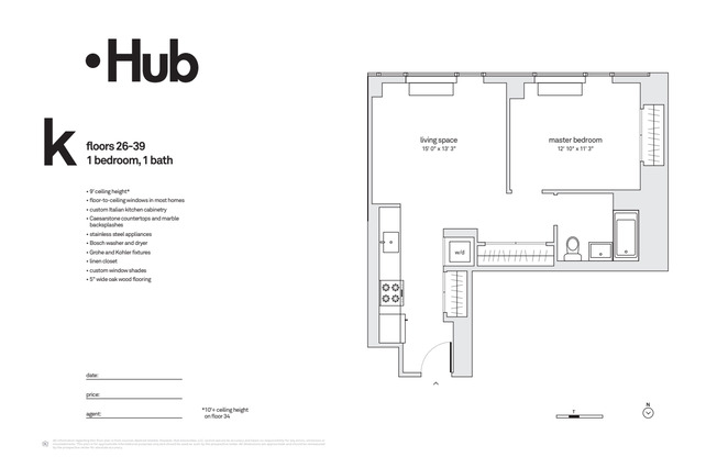 1 bed, 1 bath, 675 sqft, $4,439, Unit 27K