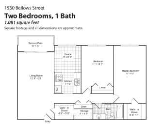 2 beds, 2 baths, 1,055 sqft, $1,399