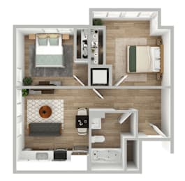 2 beds, 1 bath, 658 sqft, $1,628