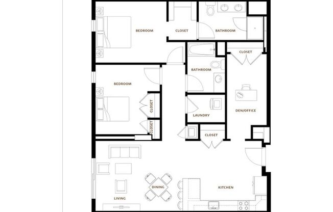 2 beds, 2 baths, 940 sqft, $5,200, Unit 701