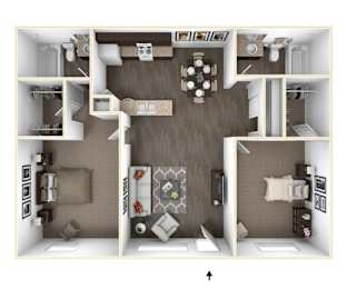 2 beds, 2 baths, 840 sqft, $1,419
