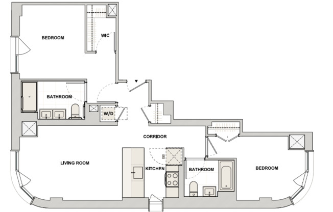 2 beds, 2 baths, $6,079, Unit 12K