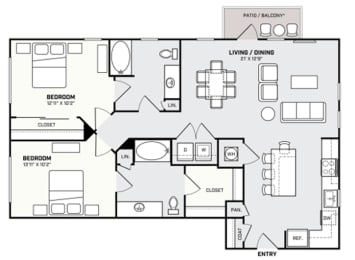 2 beds, 2 baths, 1,156 sqft, $2,262