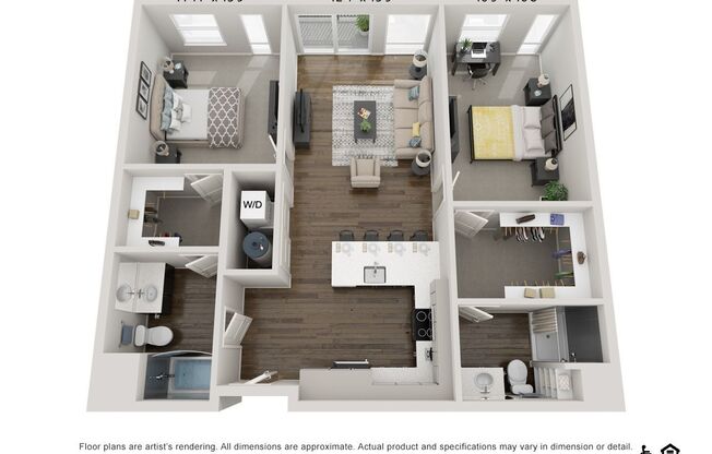 2 beds, 2 baths, 1,141 sqft, $1,888