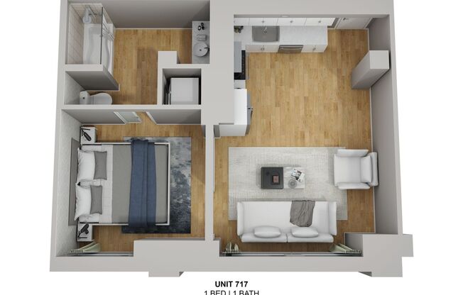 1 bed, 1 bath, 555 sqft, $2,250, Unit 517