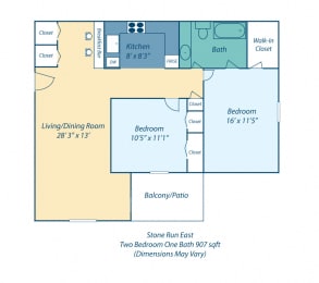 2 beds, 1 bath, 907 sqft, $2,629