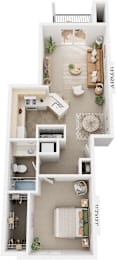 1 bed, 1 bath, 716 sqft, $1,233