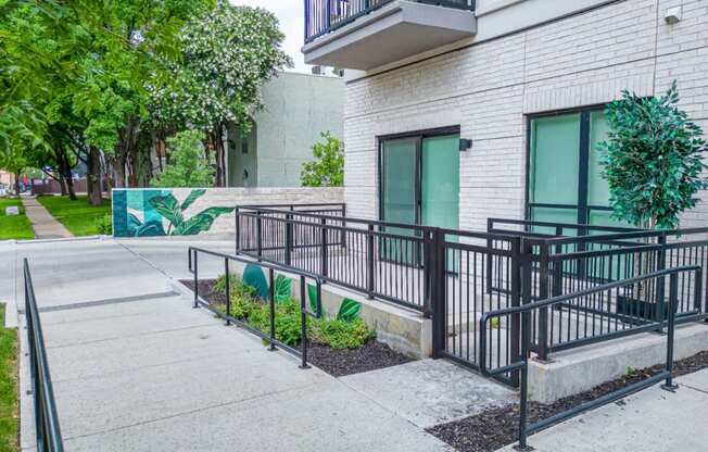 a building with a ramp leading up to the door