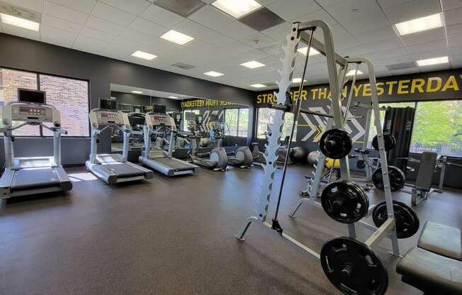 a gym with cardio equipment
