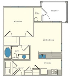 1 bed, 1 bath, 589 sqft, $945