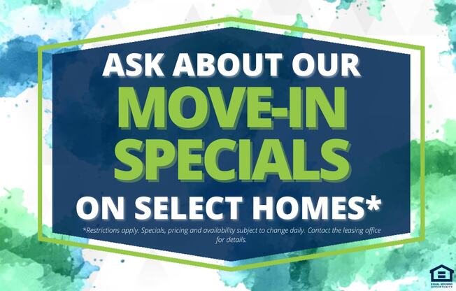 A sign advertising move-in specials on select homes.