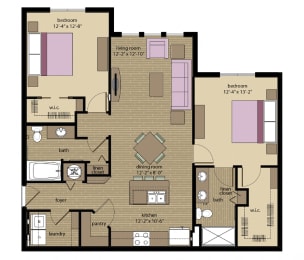 2 beds, 2 baths, 1,127 sqft, $2,519