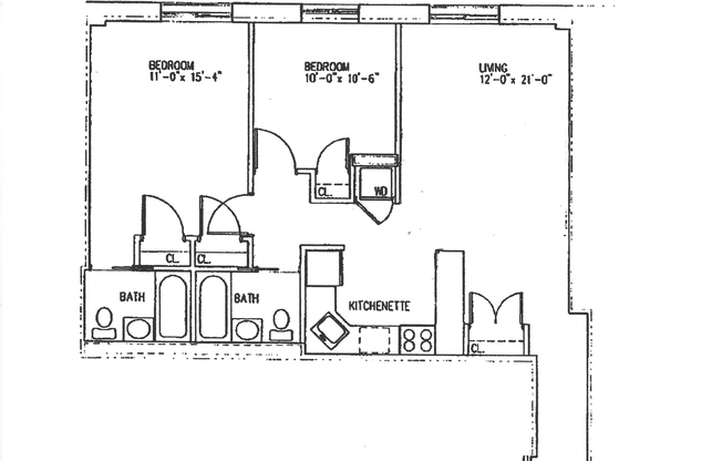 2 beds, 2 baths, $3,500, Unit 201