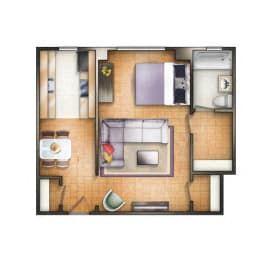 Studio, 1 bath, 488 sqft, $1,710