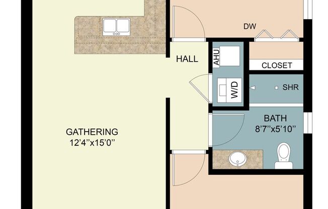 2 beds, 1 bath, 875 sqft, $1,645, Unit 2-107