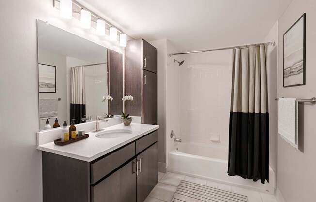 Well-lit Bathroom at 15 Bank Apartments in White Plains, NY 10606