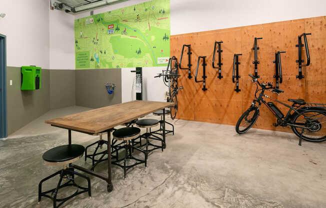 Bike Room with Work Station and Tools