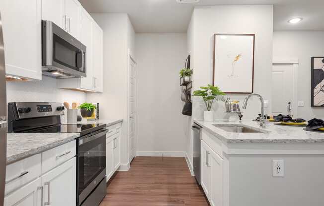 kitchen area at ironridge at hill country village apartments