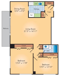 2 beds, 1 bath, 992 sqft, $1,615