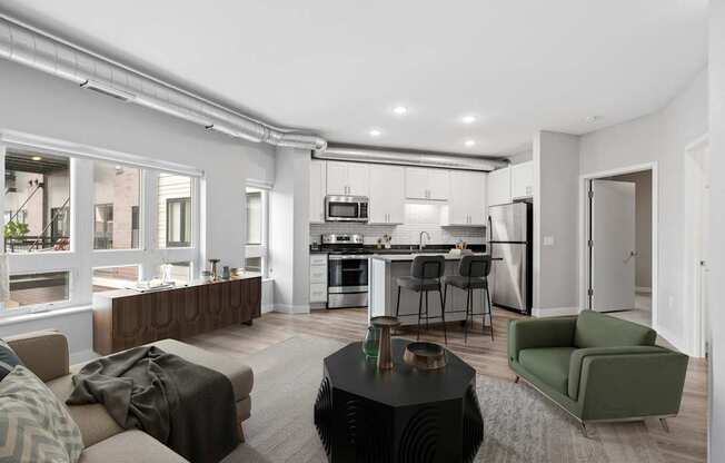 Spacious Living Area With Wood-Style Flooring