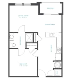 1 bed, 1 bath, 629 sqft, $1,330