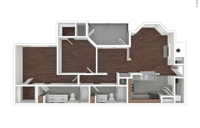 2 beds, 2 baths, 978 sqft, $1,270