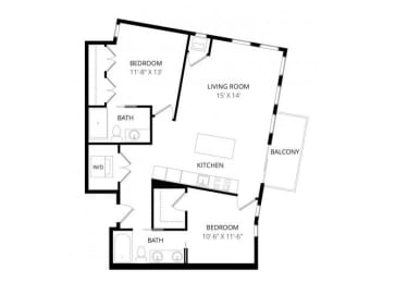 2 beds, 2 baths, 1,064 sqft, $2,355