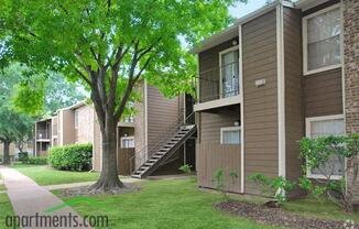 exterior of building, 2 story, outside staircase