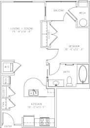 1 bed, 1 bath, 640 sqft, $2,012