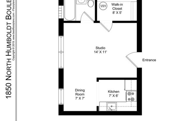 Studio, 1 bath, 385 sqft, $1,375, Unit 105