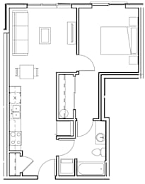 1 bed, 1 bath, 639 sqft, $2,099