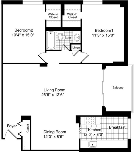 2 beds, 2 baths, 1,075 sqft, $2,612, Unit 0201