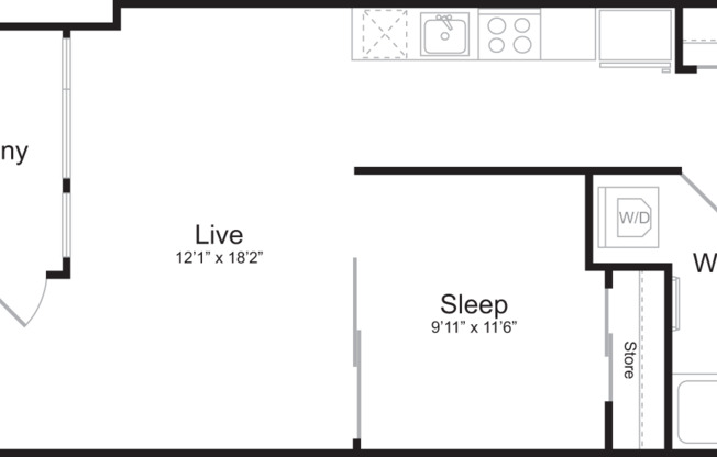 1 bed, 1 bath, 727 sqft, $2,540, Unit 611