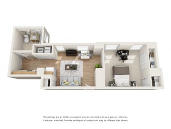 1 bed, 1 bath, 634 sqft, $1,650