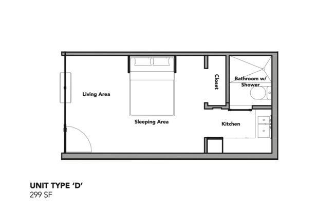 Studio, 1 bath, 299 sqft, $1,150, Unit 97